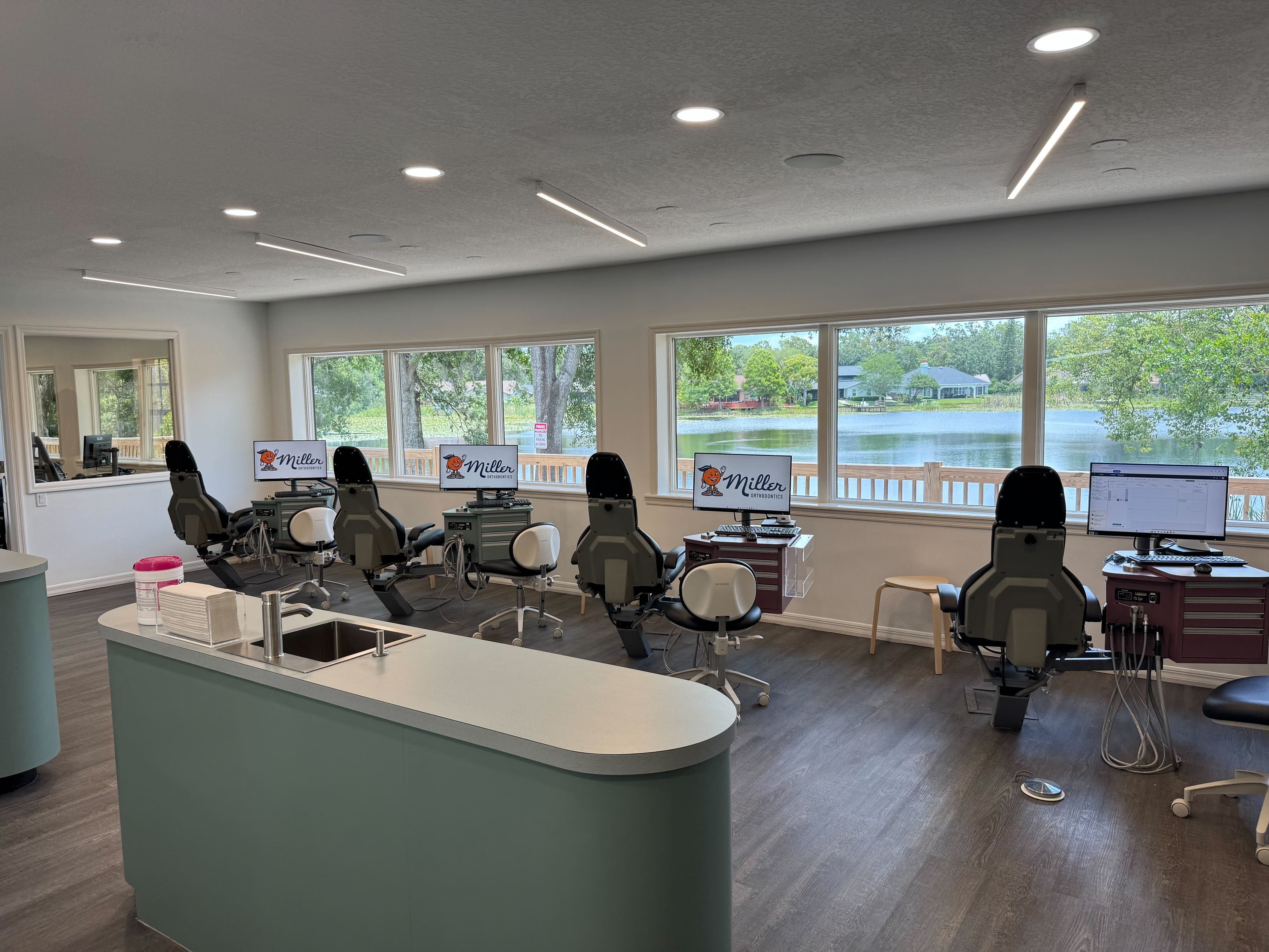 Miller Orthodontics treatment room with lake view