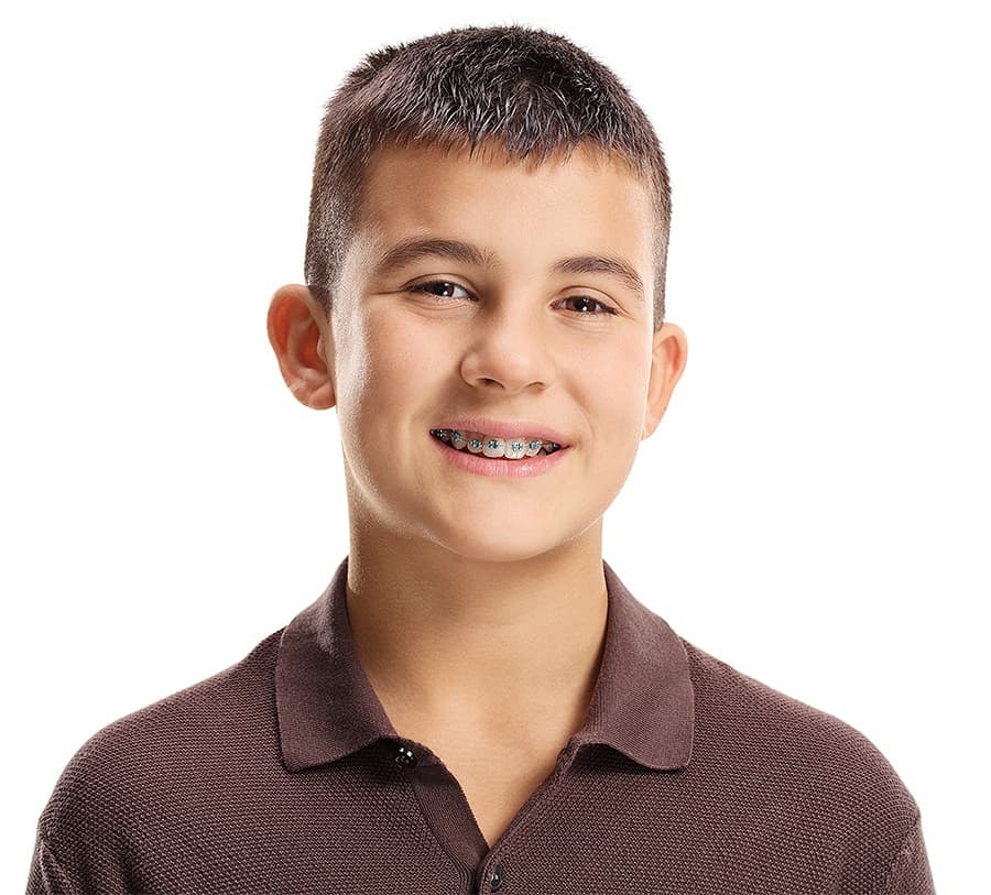 Teen showing off colorful braces